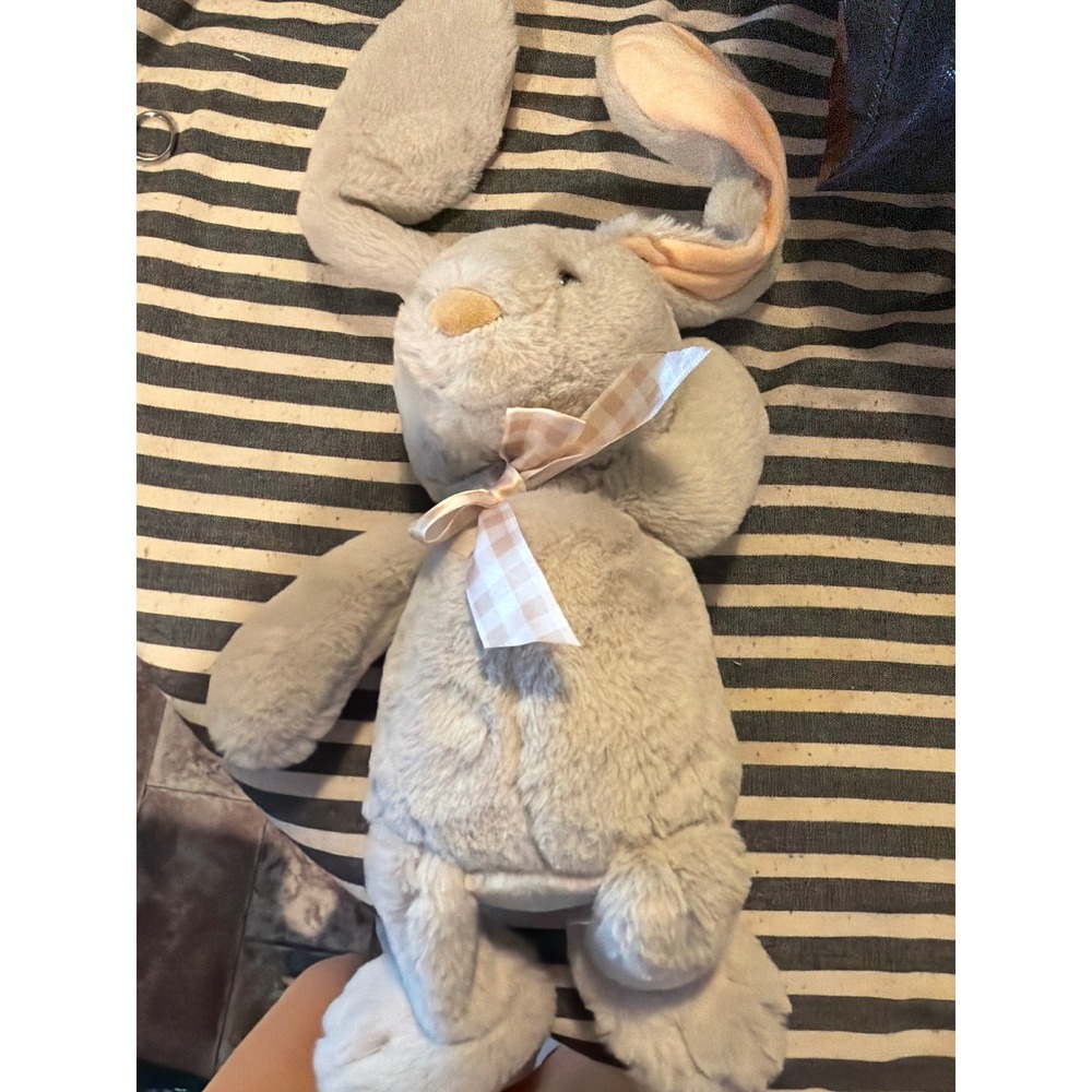 Walgreens Gray Bunny Rabbit Plush Stuffed Animal Pink Gingham Ribbon CNYCG-0922